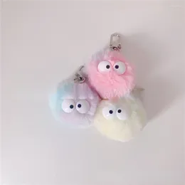 Keychains Ins Creative Harajuku Punk Gradient Eye Plush Ball Exquisite Sweet Cool Keychain For Women Trendy Kpop Charms Female Accessories