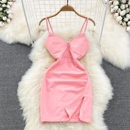 Casual Dresses Sexy Club Dress Sling Women Summer Fashion Sleeveless Backless Show Chest Desire Ladies Tight Wrap Hip Short