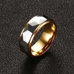 Tungsten Carbide Multi-Faceted Prism Ring for Men Wedding Band 8MM Comfort Fit Sizes249Q