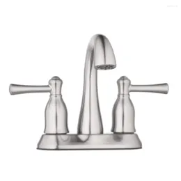 Bathroom Sink Faucets Safford Two Handle Faucet Satin Nickel Suitable For The Waist Outlet Of 3-hole Including A -up Drain Pipe