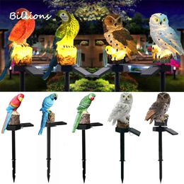 Garden Decorations Solar Powered LED Owl Animal Home Artificial Flowers Garden Lights Waterproof Outdoor Lawn Lamp Solary Energy Outside Led Decor 231129