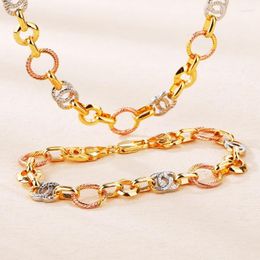 Necklace Earrings Set Selead Design Multi Circle Chain And Link Bracelet Women Gift Irregular Metal Fashion Jewelry