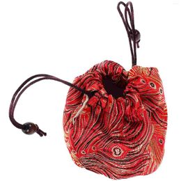 Teaware Sets Tea Storage Bag Convenient Teacup Container Drawstring Travel Red Portable Packet
