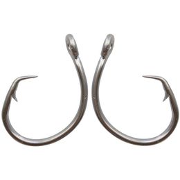 40pcs Stainless Steel Circle Fishing Hooks White Thick Tuna Bait Fishing Hook 39960 Size 8 0-15 0215q