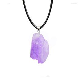 Pendant Necklaces Natural Amethyst Flower Necklace Adjustable Choker Lucky Female Reiki Healing Stone Irregular Shape Jewellery DIY Gift