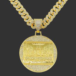 Last Supper Pendant Big Jesus Iced Out Bling Zircon Gold Colour Charm Necklace Fashion For Men Father's Day Gift Hip Hop Jewel299T