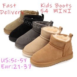 디자이너 Ankle Snow Children Boots 54 어린이 미니 오스트레일리아 스타일 부티 진짜 스웨이드 가죽 가죽 따뜻한 면화 부츠 여자 아기 크기 US5C-3Y EUR21-35