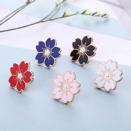 Beautiful Cherry Blossoms Flower Pastel Hard Enamel Pin Charm Plant Flowers Golden Brooch Romantic Art Badge Unique Jewellery LL