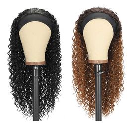 Synthetic Wigs Women's Hair Band Long Curly Hair Wig Headband Brown Gradient Small Curly Chemical Fibre Headcover