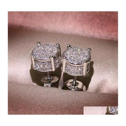 Stud Choucong Hip Hop Earring Vintage Jewellery 925 Sterling Sier Yellow Gold Fill Pave White Sapphire Cz Diamond Sparkling Women Me2481