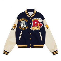 Men's Jackets retro stitching embroidery niche baseball uniform women spring and autumn trend loose personality all-match coat jacket men 231128