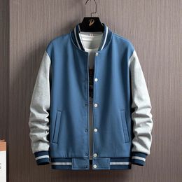 Men's Down Parkas Men Baseball Jacket Single Breasted Patchwork Casual Baseball Uniform Coat Male Jaqueta Masculino Bomber Jacket 231128