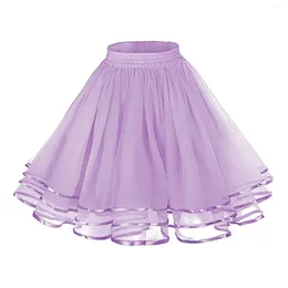 Skirts Women Skirt Tulle A-Line Flared Versatile Casual Stretchy Skater Mini Ballet Faldas Para Mujeres