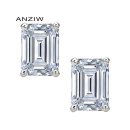 Stud AINUOSHI Fashion 925 Sterling Silver Emerald Cut CZ Earrings Earring Women Wedding Party Jewery Gift221W