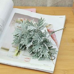 Decorative Flowers 3-fork Planting Chrysanthemum Leaves Artificial Fake And Plant Landscape Home Wedding Plastic