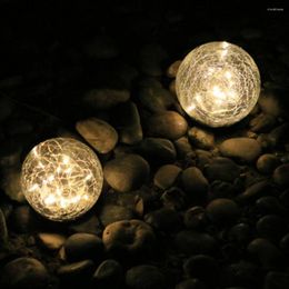 Yard Lawn Lamp LED Solar Light Cracked Glass Ball Design Outdoor Garden Pathway