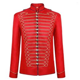 Men's Trench Coats Hussar Jacket Gold Embroidery Mediaeval Blazer Gothic Steampunk Coat Drummer Parade Uniform Military Jackets Man Clothing