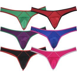 Men Tangas Bikini Stain Pouch T-Back Glossy Hipster G-String Comfy Thongs Underwear Mini Trunks