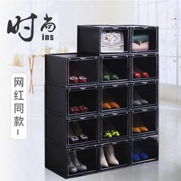 Luxury Leather Valentin Handbag Thickened transparent shoe box plastic mesh red sneaker storage Artefact shoe box with flip top drawer style shoe cabinet X89V1