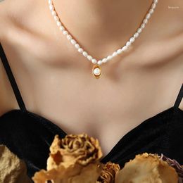 Pendant Necklaces Freshwater Pearl Necklace Women Stainless Steel Fashion Bead Neckchain Luxury Wedding Accessories