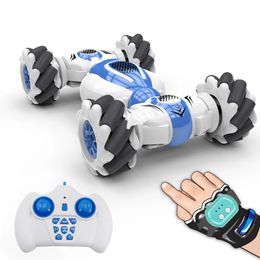 Electric RC Car 4WD RC Stunt Remote Control Watch Gesture Sensor Deformable Toy All Terrain Speed 2 4GHz 360Rotation Off road Vehicle 231128