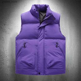 Men's Vests Purple Vest Jacket Men Solid Colour Autumn Winter Cotton Padded Jackets Sleeveless Men Thicken Warm Vests Coats Men Clothing Q231129