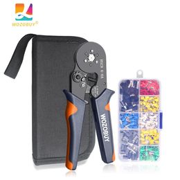 Tang Ferrule Crimping Tool Kit Crimper Plier Set With Oxford Bag And 400PCS Terminal Crimping Connectors Selfadjustable Ratchet Tool