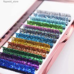 False Eyelashes Mix Colors Glitter Eyelash Extensions Shiny Colorful False Lashes Faux Russian Volume Individual Lashes For Makeup Supplies Q231129