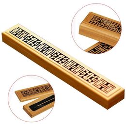 Bamboo Wooden Incense Stick Holder Burning Joss Incense Box Burner Ash Catcher Home Decoration286R