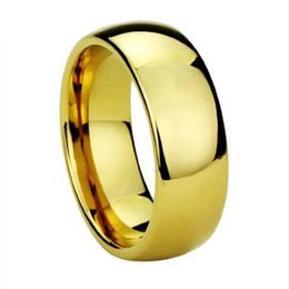 Drop 8mm Tungsten Wedding Band Gold Colour Rings For Men Engagement Finger Ring Alliance Classic Jewellery Size 4 To15 J1907175O