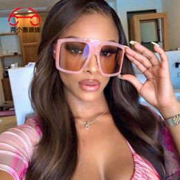 New trendy large-frame sunglasses, gradient sunglasses, European and American fashion sunglasses Vision Care Eyeglass Frame Health & Beauty