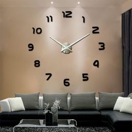 3D DIY Wall Clock Modern Design Saat Reloj De Pared Metal Art Clock Living Room Acrylic Mirror Watch Horloge Murale320h