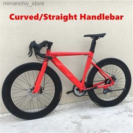 Bikes 700C Road Bike Aluminum Alloy Frame Bicyc 14 16 18 20 Speeds Doub Disc Brake City Commuter 70mm Rim Travel Racing 48cm 52cm Q231129