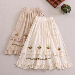 Skirts Embroidery Lace Skirt Loose Japanese A-line