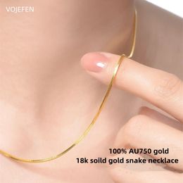 Chokers VOJEFEN 18 K Pure Gold Snake Necklaces In Chains Luxury Quality Jewellery Female AU750 Long Dainty Necks Choker Links Fashion 231129