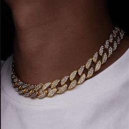 2022SS Hip Hop Bling Fashion Jewellery Chains Jewellery Mens Gold Silver Miami Cuban Link Chain Necklaces Diamond Iced Out Chian Neckl220Z