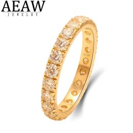 Wedding Rings 14k Yellow Gold Real Engagement Band Ring Round Cut VVS1 D Color 20mm Fine for Lady 231128