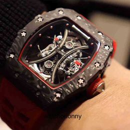 Limited Edition Luxury Wristwatch Richa Milles Business Leisure Rm53-01 Automatic Mechanical Carbon Fibre Tape Luminous Watch Male Watches