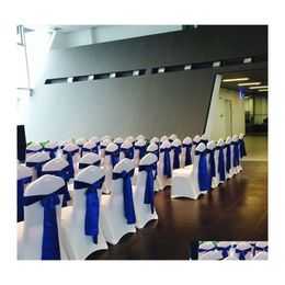 Chair Covers 50Pcs/Lot Stretch Wedding Er Satin Fabric Bow Tie Ribbon Band Party Birthday Decorations Wholesale Drop Delivery Home G Dhygc