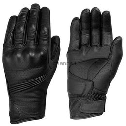 Cycling Gloves 2022 New High Quality Goatskin Men Motorcycle Gloves Genuine Leather Touch Screen Motocross Racing Riding Gloves Dirt Cycling YQ231129