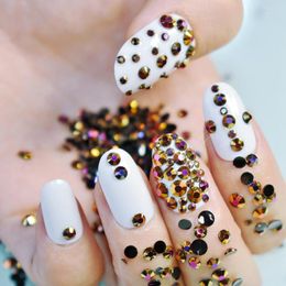 Nail Art Decorations 3D Tips Black Jelly Gold Rose AB Colour Rhinestone Flat Back Beads Not Fix For DIY Nails Phone Case 2mm 3mm 4mm Mix