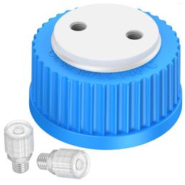 2-Port Safety Filling Cap For 1/8" Inch OD Tubing Solvent Delivery With Two 1/4"-28 Thread Holes GL45 Glass Bottle