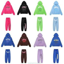 Us8e Men and Women Sweatshirts Spider Pink Purple Young Thug Sp5der Tracksuit 555555 Web Jacket Spider 555 Hoodie High Quality