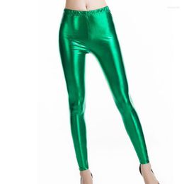 Women's Leggings CUHAKCI Shining Pants Bright Sexy LeggingsLeggins Women Stretch Dance Slim Polyester Club Trousers