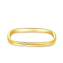 Simple Fashion Jewellery Square Ring 925 Sterling Silver&Gold Fill Solitaire CZ Diamond Party Lovely Women Wedding Band Ring For Lov230d