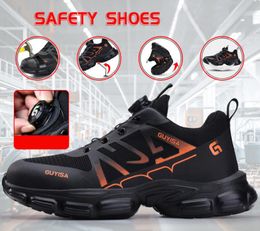 Rotating Button Safety Shoes Men Work Sneakers Indestructible Shoes Puncture-Proof Protective Shoes Work Boots Steel Toe Shoes