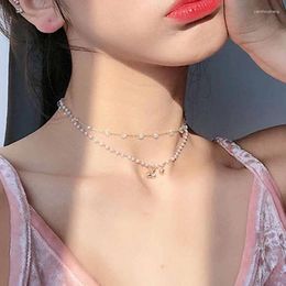 Pendant Necklaces Layered Necklace 2023 Pearl Choker For Women Beading Chain Fashion Jewellery Accessories Collares Kpop