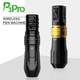 Tattoo Machine EZ P3 Pro Tattoo Pen Wireless Battery Tattoo Machine Adjustable Strokes for Tattoo PMU 1600mAh OLED Display Power Supply 231128