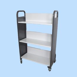 school furniture steel book rack library equipment shelf movable shelves with wheels 3 tiers book cart trolly metal steps