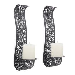 Candle Holders Hollow Metal Candlestick Wall Hanging Pastoral Pillar Decoration Wedding Sconces Home Holder Mounted273g